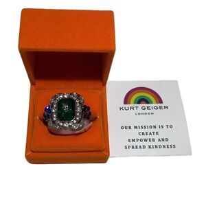 Kurt Geiger London Crystal Pink Resin Cocktail Ring 8 New